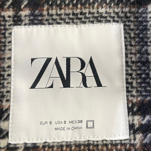 Zara Women’s Plaid Wool-Blend Button Up Jacket Black Gray Check Size Small - Picture 7 of 8